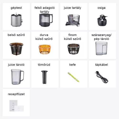 HUROM H201 Slow Juicer 200W, 2L, titangrey
