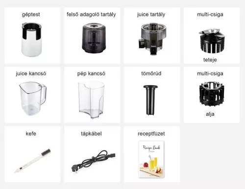 Hurom H70FT Easy Clean Slow Juicer (MATT FEKETE) - multi-csiga szűrővel