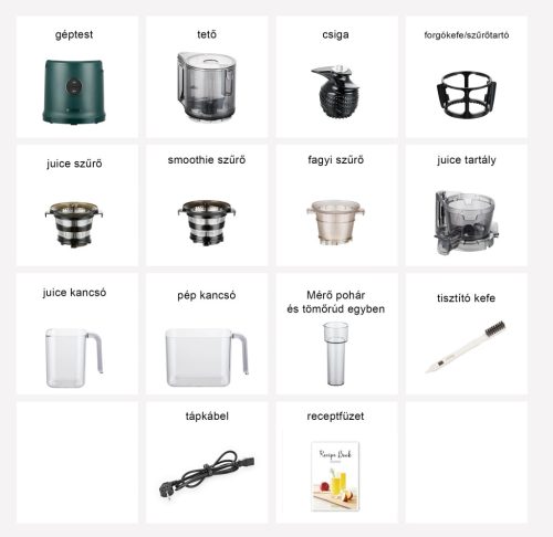 Hurom H80ST Premium Slow Juicer (MÁRVÁNY) + Juice Biblia