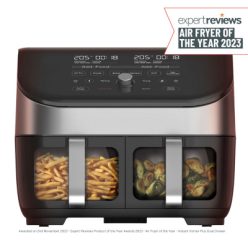   Instant Vortex Plus Dual Drawer 8-in-1 Air Fryer with ClearCook Stainless Steel